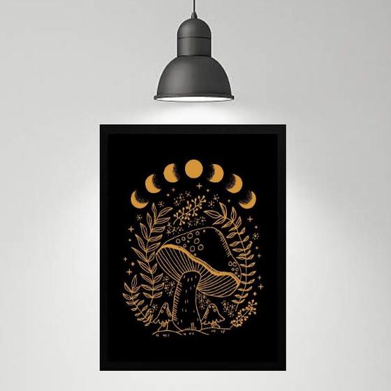 Imagem de Quadro Místico Cogumelo - Fases Da Lua 24x18cm - com vidro
