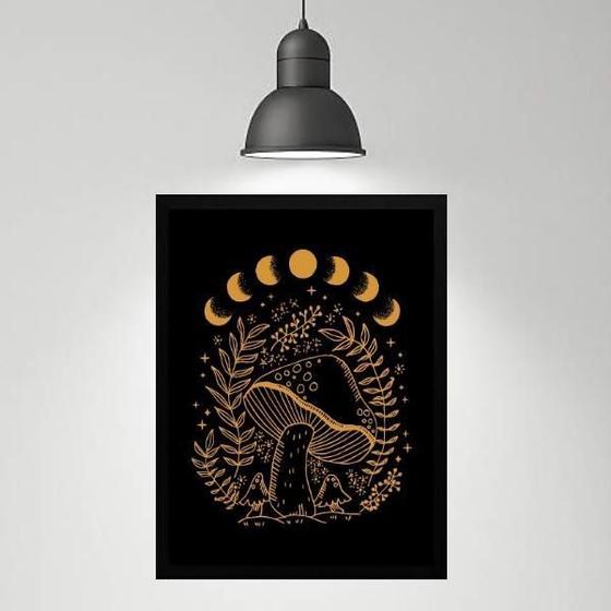 Imagem de Quadro Místico Cogumelo - Fases Da Lua 24X18Cm - Com Vidro