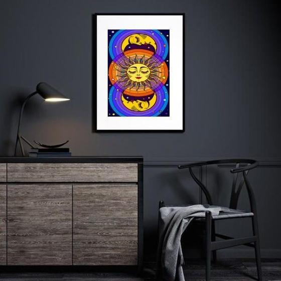 Imagem de Quadro Místico Sol E Lua Colorido - 60X48Cm