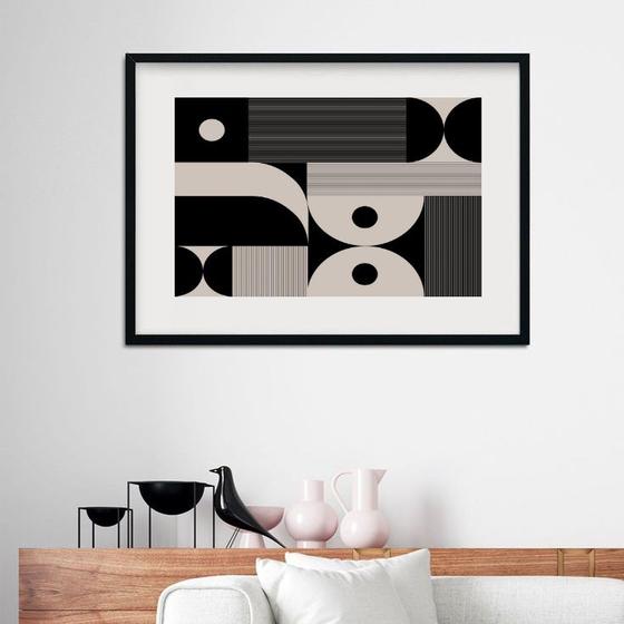 Imagem de Quadro Moderno Abstrato Preto Cinza - 60x48cm