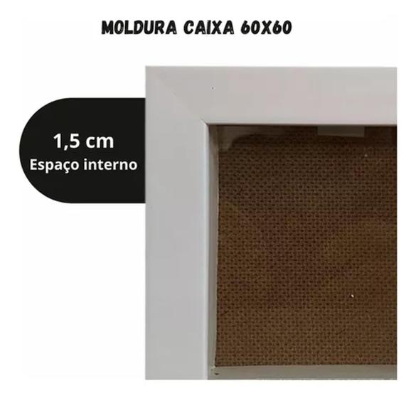 Imagem de Quadro Moldura Caixa Alta 60x60 Com Vidro E Fundo - Profundidade de 1,5cm