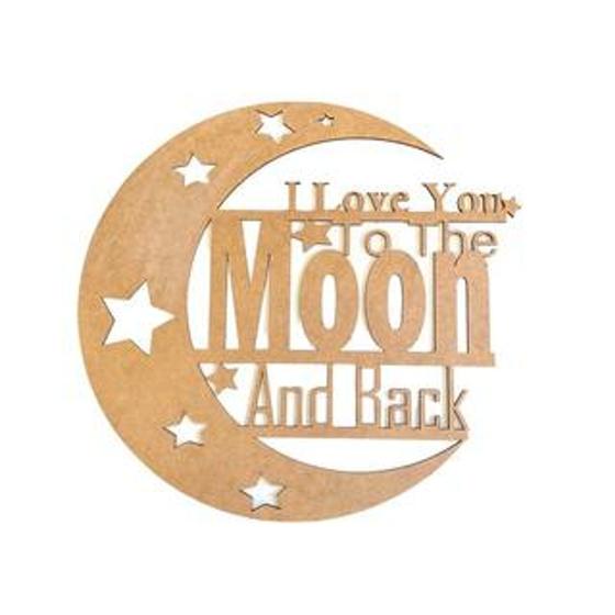 Imagem de Quadro moldura decorativa I love you to the moon and back (EU TE AMO ATE A LUA IDA E VOLTA) 40 cm