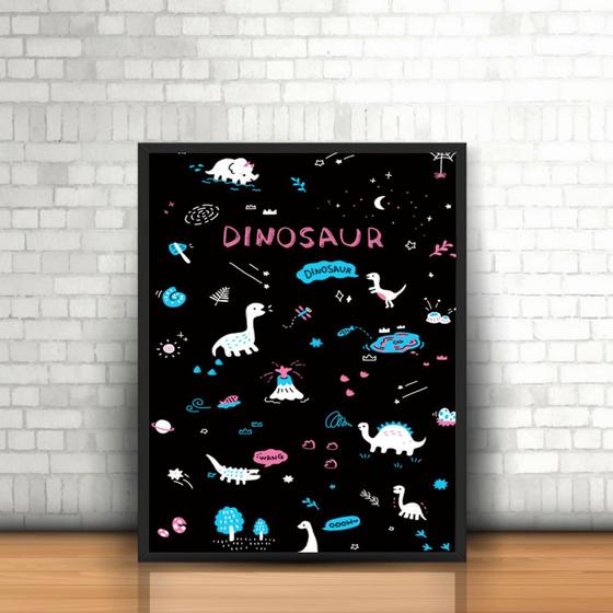 Imagem de Quadro Moldura Dinossauros Estrelas Dinosaur Jacaré Vulcão