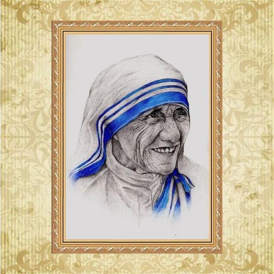 Imagem de Quadro Moldura Dourada Madre Teresa De Calcutá 24x18cm