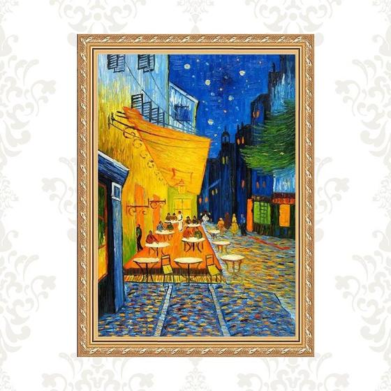 Imagem de Quadro Moldura Dourada Van Gogh - Café Terrace 45x34cm