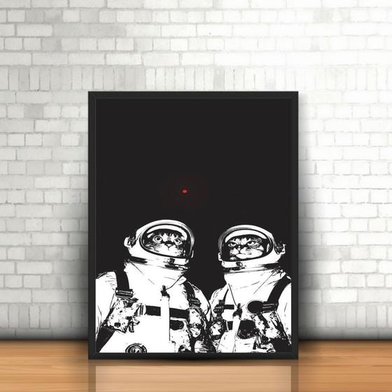 Imagem de Quadro Moldura Tumblr Gatos Astronautas e Pontinho Vermelho