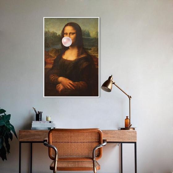 Imagem de Quadro Mona Lisa Bola de Chiclete 100x70 Filete Branco Moldura Filete, Branca