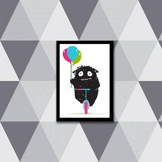 Imagem de Quadro Monstrinho com Balão 33x24cm - com vidro