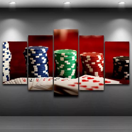 Imagem de Quadro Mosaico 5 Peças Mdf 6Mm Poker 02