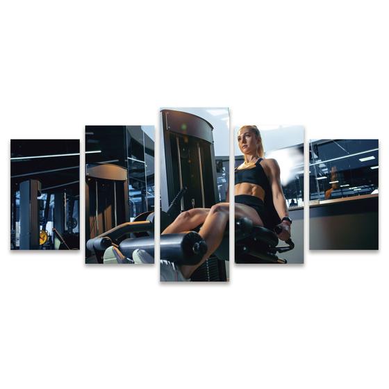 Imagem de Quadro Mosaico Decorativo Body Builder Academia Mulher Fitness Máquina