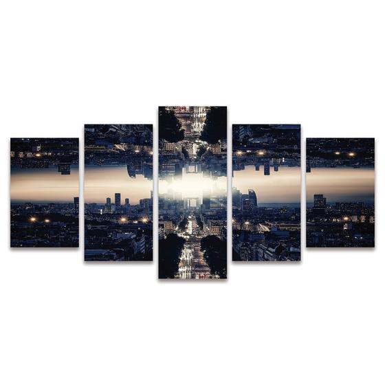 Imagem de Quadro Mosaico Decorativo Cidade Invertida City Anoitecer Paisagem