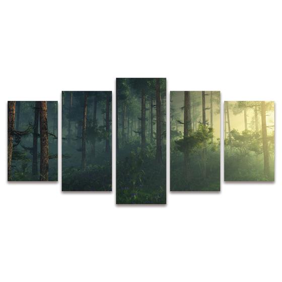 Imagem de Quadro Mosaico Decorativo Floresta Luz Dia Árvores Verde Paisagem