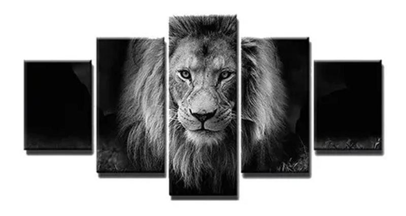 Imagem de Quadro Mosaico Decorativo Leao Preto E Branco Lindo