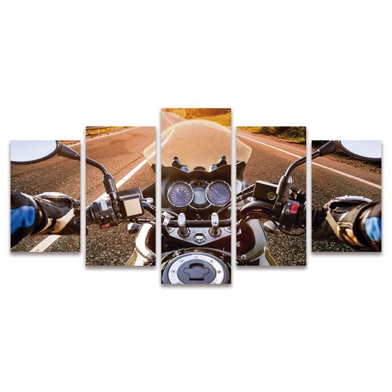 Imagem de Quadro Mosaico Decorativo Moto Motocicleta Estrada Piloto