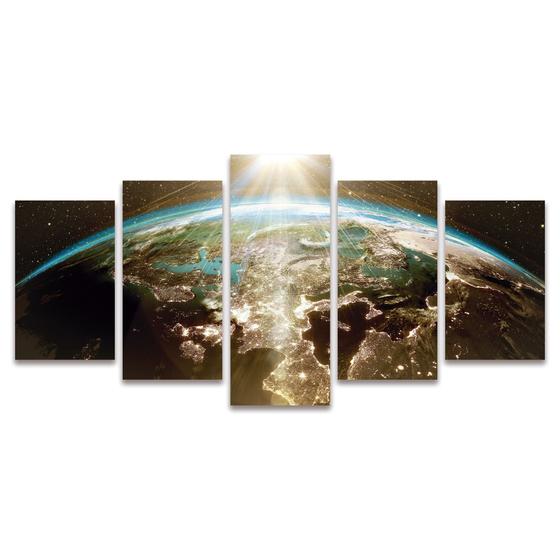 Imagem de Quadro Mosaico Decorativo Planeta Terra Luz Earth Galáxia Universo