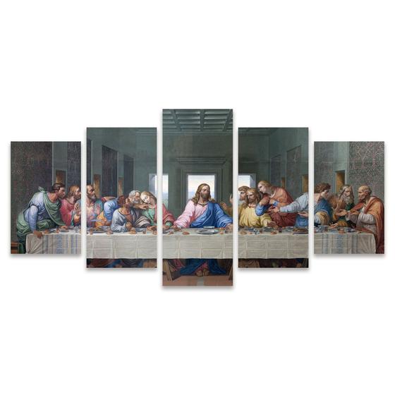 Imagem de Quadro Mosaico Decorativo Santa Ceia Efeito Pintura Deus Religioso