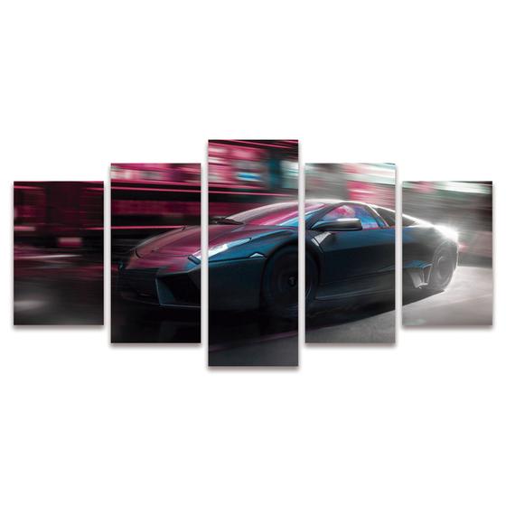 Imagem de Quadro Mosaico Decorativo Super Carro Esportivo Preto Corrida