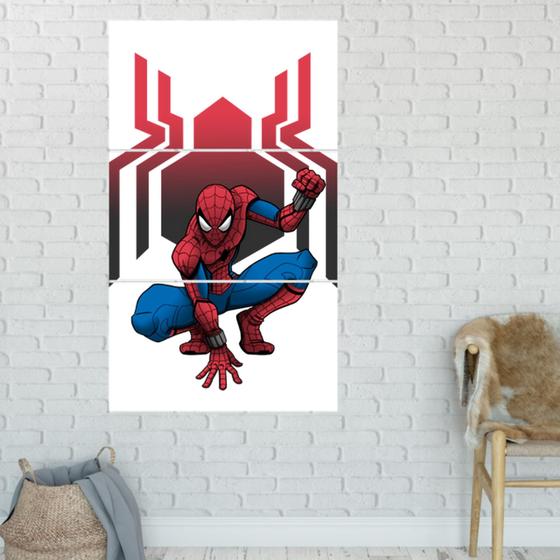 Imagem de Quadro Mosaico Homem Aranha 3 Peças Para Decoração de Ambientes