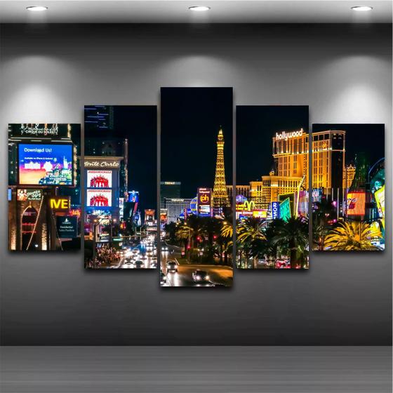 Imagem de Quadro Mosaico Las Vegas 5 Peças 1,20x0,70cm LV 01