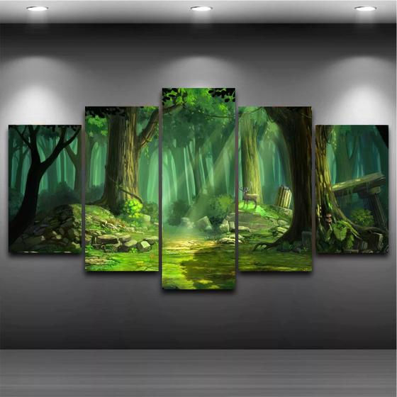 Imagem de Quadro Mosaico Paisagem Verde 5 Peças 1,20x0,70cm