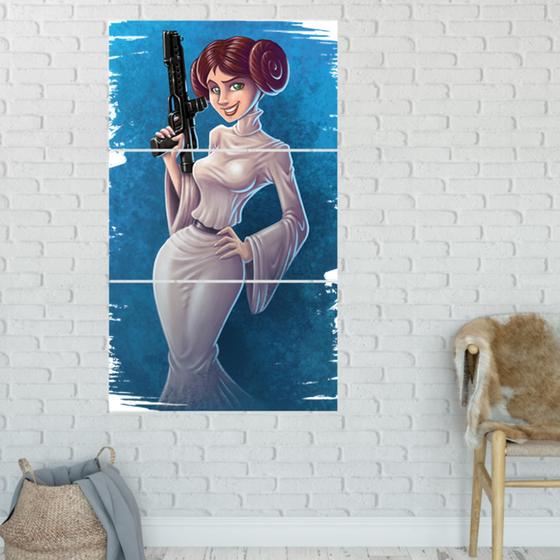 Imagem de Quadro Mosaico Princesa Leia 3 Peças Para Decoração de Ambientes