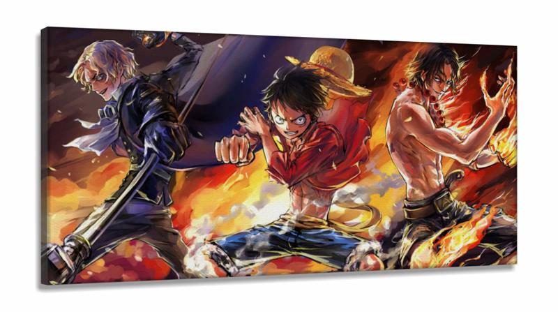 Imagem de Quadro mosaico Sabo Luffy Ace One Piece arte em Tecido Canvas 130x60