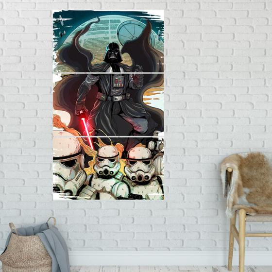 Imagem de Quadro Mosaico Storm Troopers 3 Peças Para Decoração de Ambientes