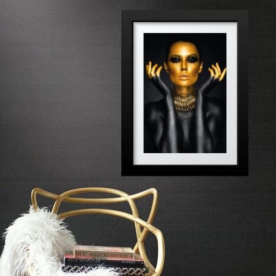 Imagem de Quadro Mulher Dourada Com Preto - 60X48Cm