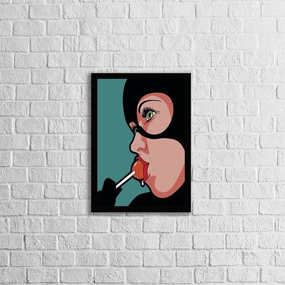 Imagem de Quadro Mulher Gato com Pirulito 24x18cm - com vidro
