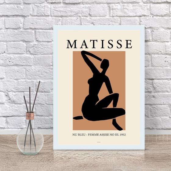 Imagem de Quadro Mulher Matisse MinimalistaMarrom 24x18cm - com vidro