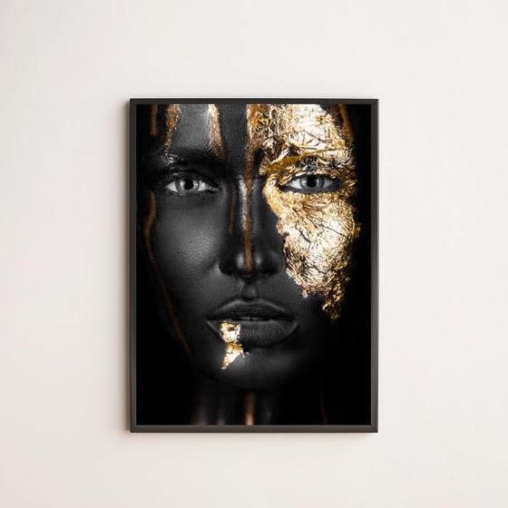 Imagem de Quadro Mulher Preto Com Dourado 33X24Cm - Com Vidro