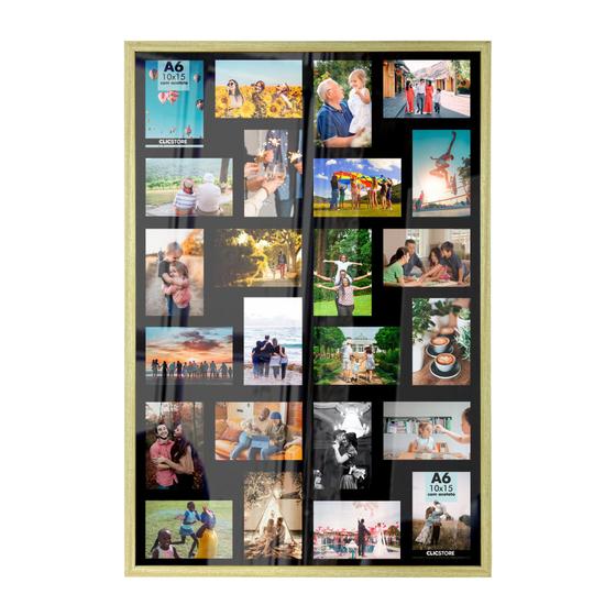 Quadro Multifotos 24 Foto 10x15 Mural Painel Moldura 60x90cm Parede