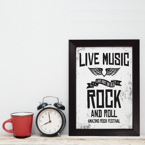 Imagem de Quadro Musica Rock Live Music 22x32 Moldura Preta