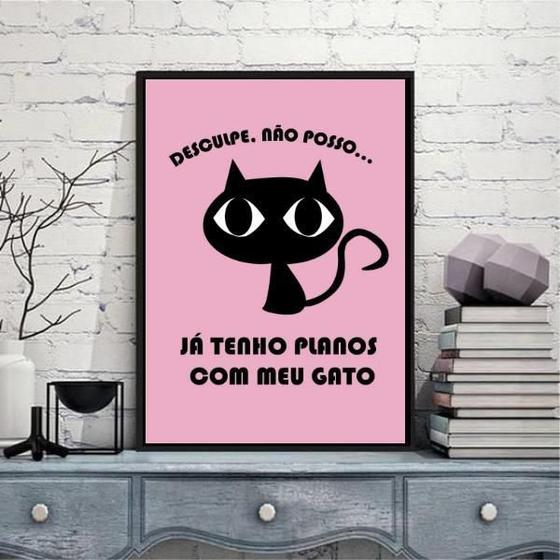 Imagem de Quadro Não Posso Já Tenho Planos Com O Gato 33X24Cm