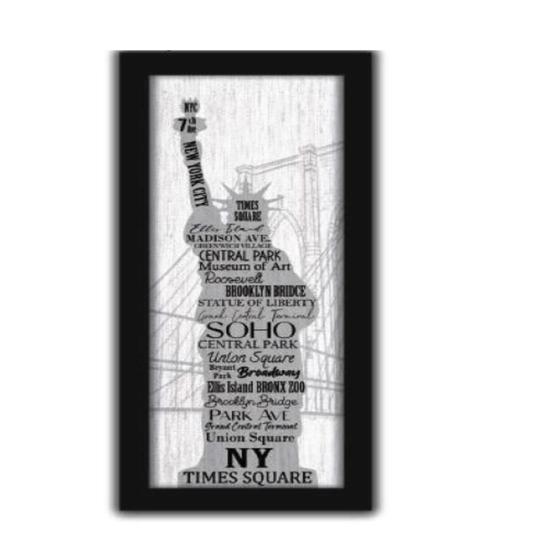 Imagem de Quadro new york estatua liberdade frases eua 60cm moldura sala consultorio lavabo escritorio canvas