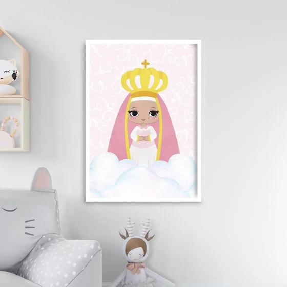 Imagem de Quadro Nossa Senhora Aparecida Baby Rosa 33X24Cm Branca