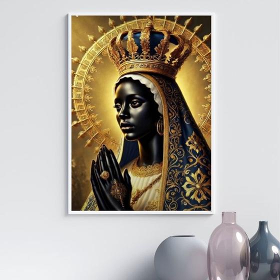 Imagem de Quadro Nossa Senhora Aparecida - Dourada 24x18cm - com vidro