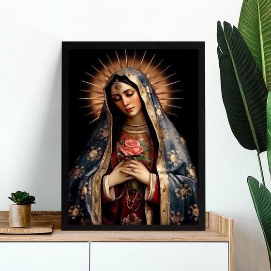 Imagem de Quadro Nossa Senhora Com Rosa 24x18cm