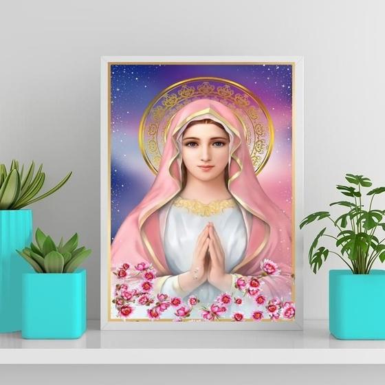 Imagem de Quadro Nossa Senhora Da Rosa Mística 33X24Cm Preta