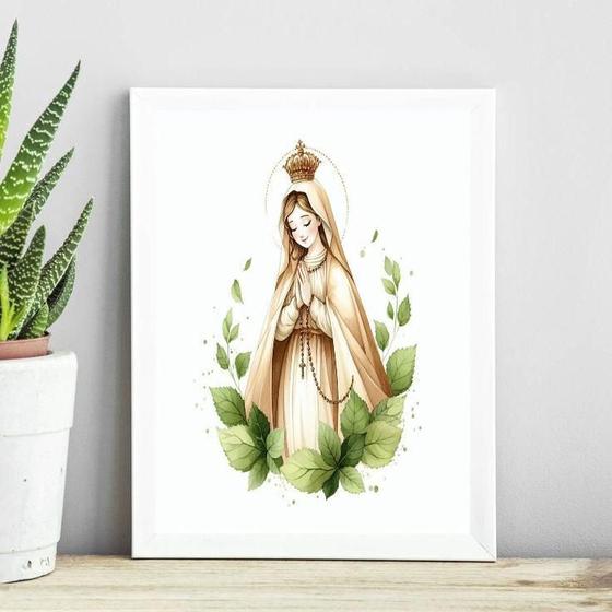 Imagem de Quadro Nossa Senhora De Fátima Minimalista 24X18Cm - Vidro