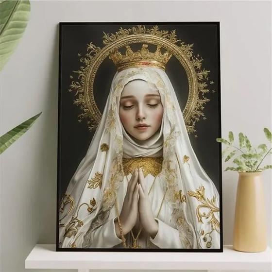 Imagem de Quadro Nossa Senhora De Fátima - Ouro 24x18cm