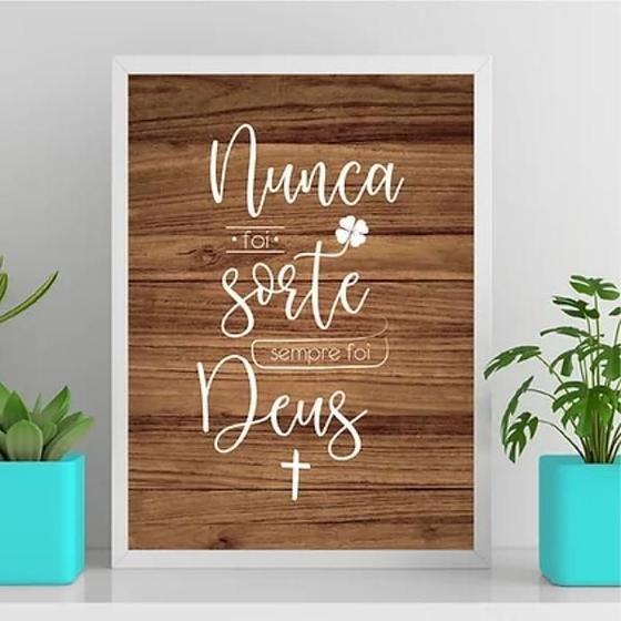 Imagem de Quadro Nunca Foi Sorte Foi Deus 33X24Cm - Com Vidro Preta