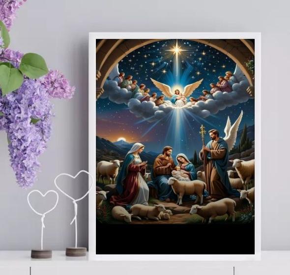 Imagem de Quadro O Nascimento De Menino Jesus 24x18cm - com vidro