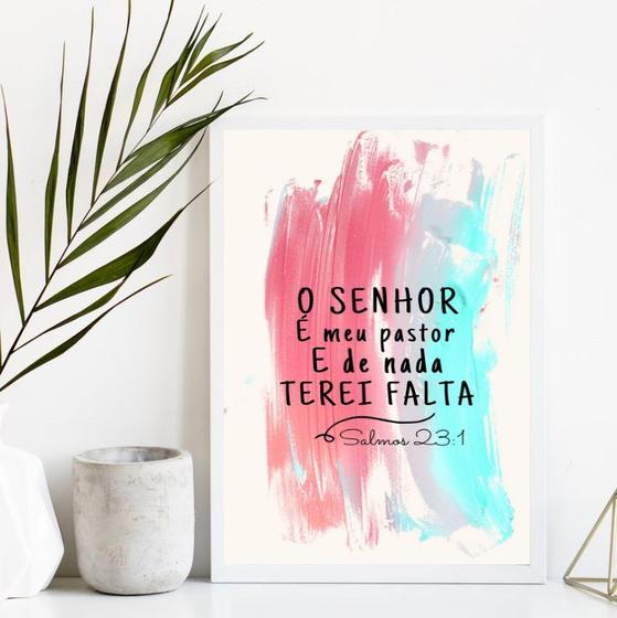 Imagem de Quadro O Senhor É Meu Pastor E De Nada Terei Falta 45x34cm - com vidro