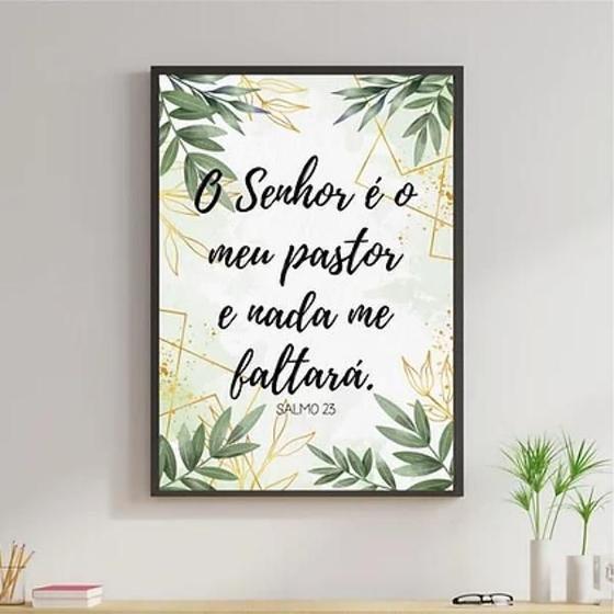 Imagem de Quadro O Senhor É O Meu Pastor 33X24 Com Vidro Madeira Preta