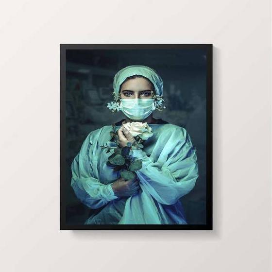 Imagem de Quadro Obrigada Aos Nossos Heróis 24x18cm - com vidro