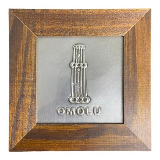 Imagem de Quadro Omolu Orixá Madeira Imbuia e Metal 14,5x14,5cm