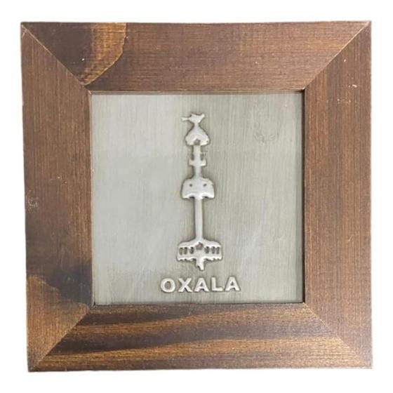 Imagem de Quadro Oxalá Orixá Madeira Imbuia E Metal 14,5X14,5Cm