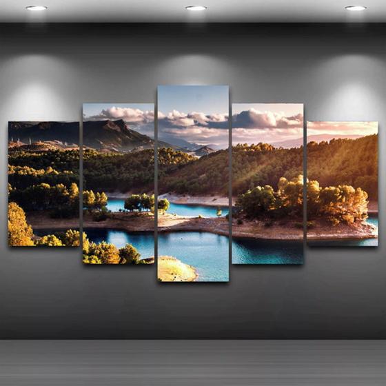 Quadro paisagem 5 peças estilo mosaic Menor preço em Quadro paisagem 5 peças estilo mosaic