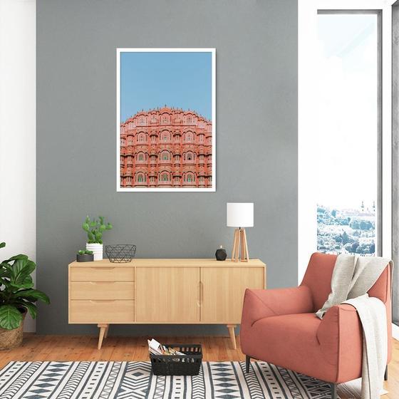 Imagem de Quadro Palácio Hawa Mahal Jaipur 43x30 Caixa Branco Moldura Caixa, Branca